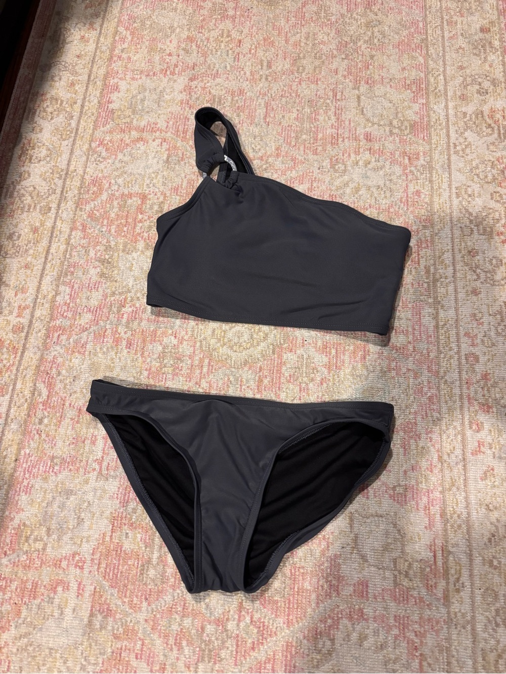 One-Shoulder Dark gray Bikini Set - Women Swim